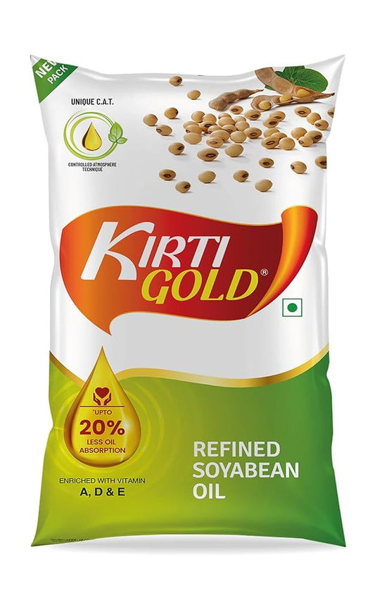 KRITIGOLD Refined Soyabean Oil – 1 Ltr Pouch